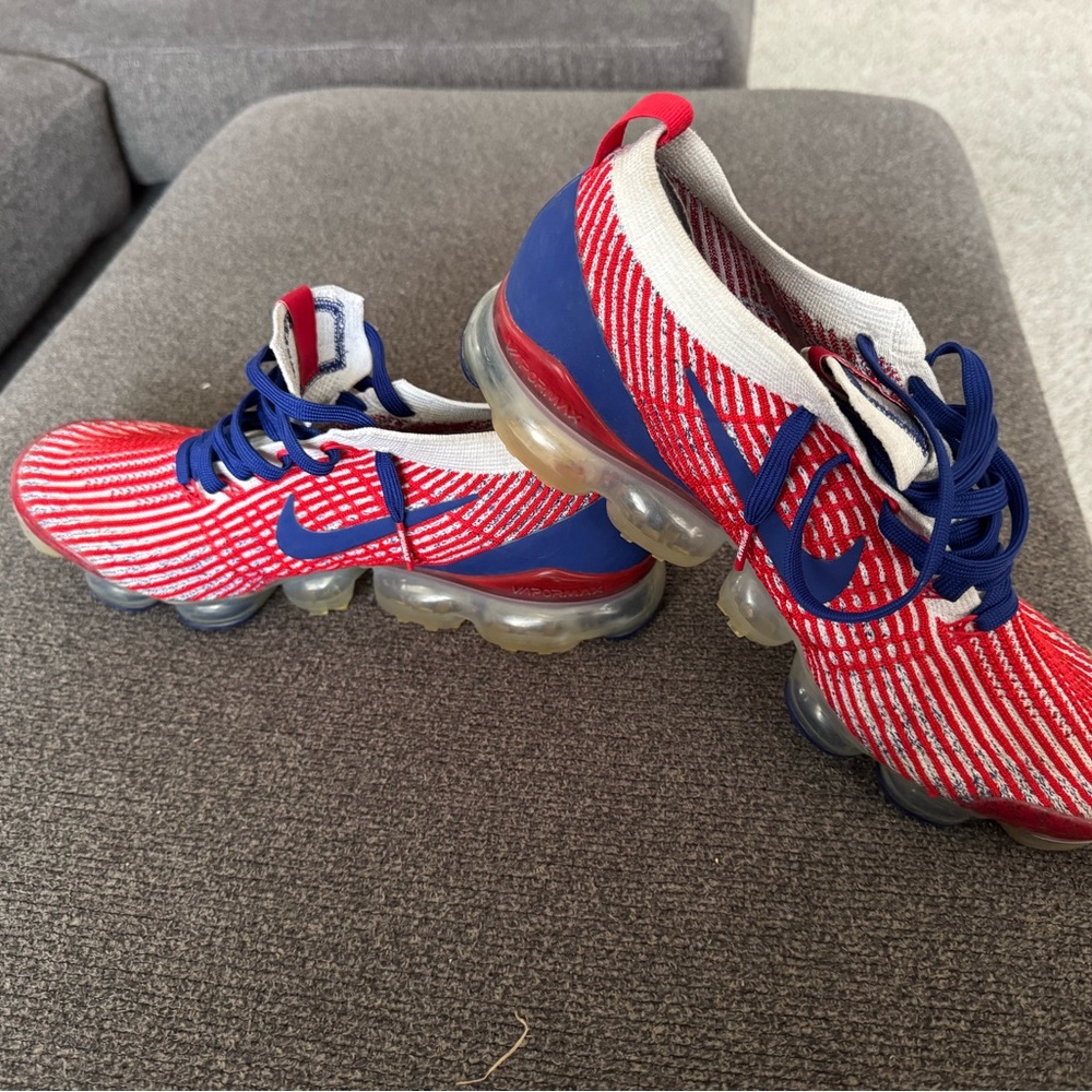 nike red and blue sneakers